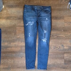 Women's Distressed Blue Jeans